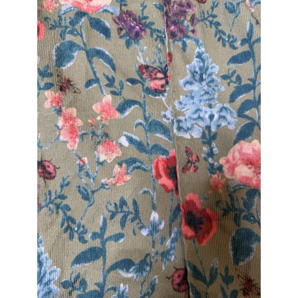 Cider Women’s Corduroy Floral Wide Leg Overalls Plus Size 2X 2XL Green Flowers - Picture 2 of 9